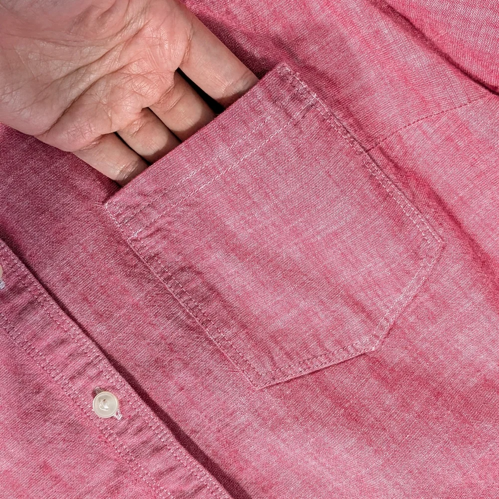 ❤️ Banana Republic Soft Wash 100% Cotton Red Long Sleeve Collar Shirt Size Small